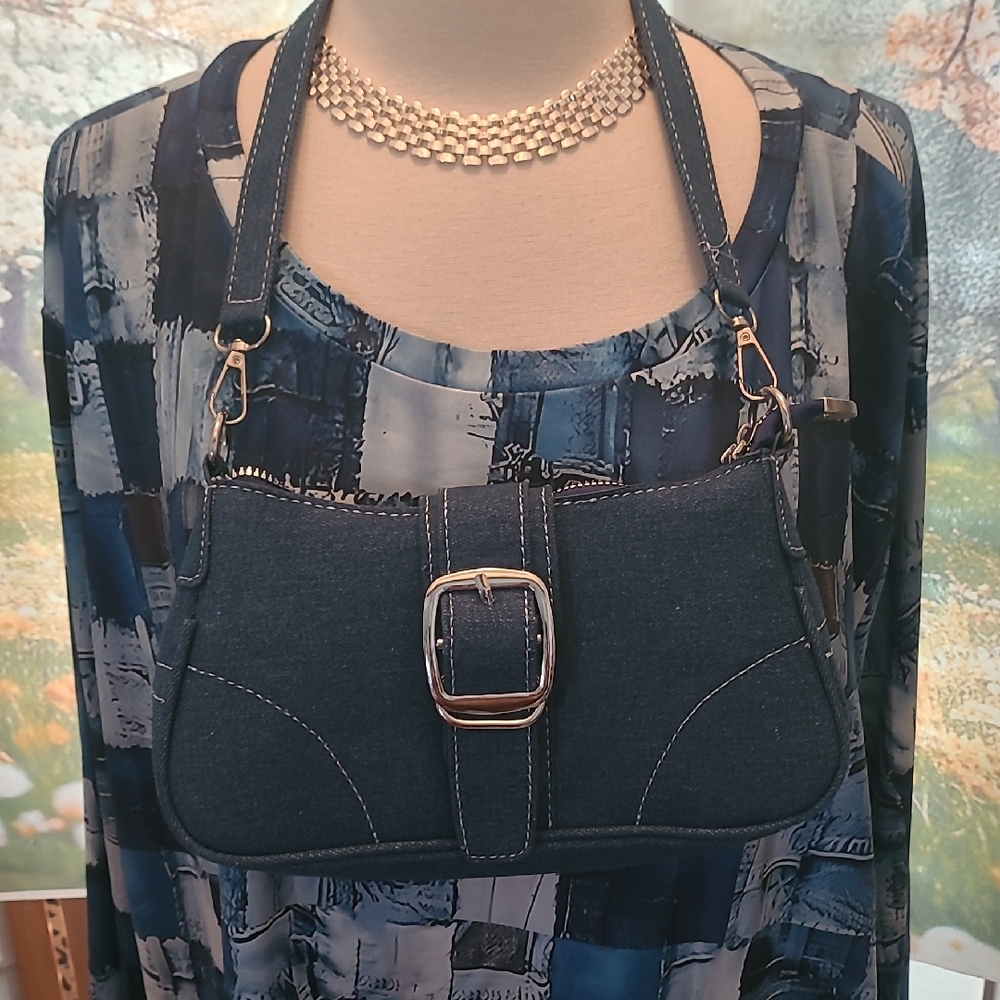 Elegant Navy Denim Shoulder Bag